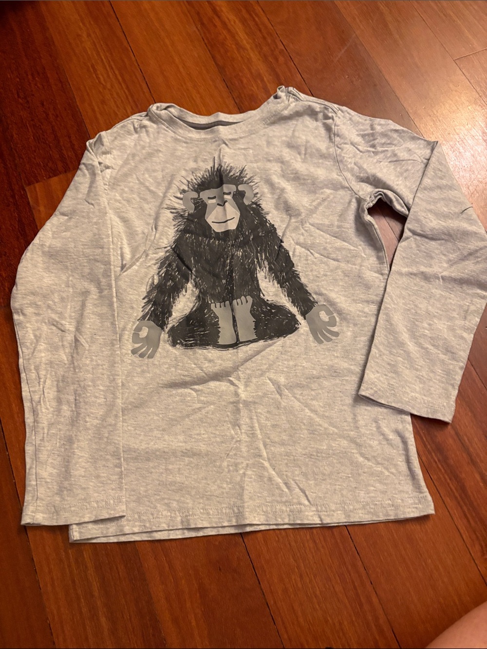 Tea Collection Gray Long-Sleeve Tee with Monkey Graphic